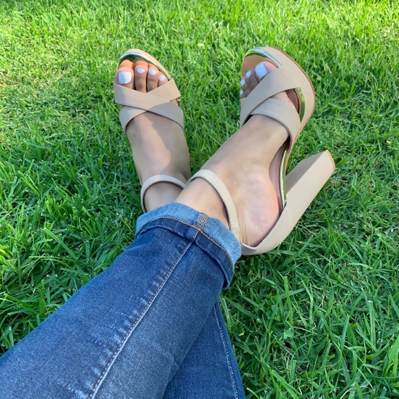 Vegan Nubuck Chunky High Heel Platforms - Picture 2 of 4